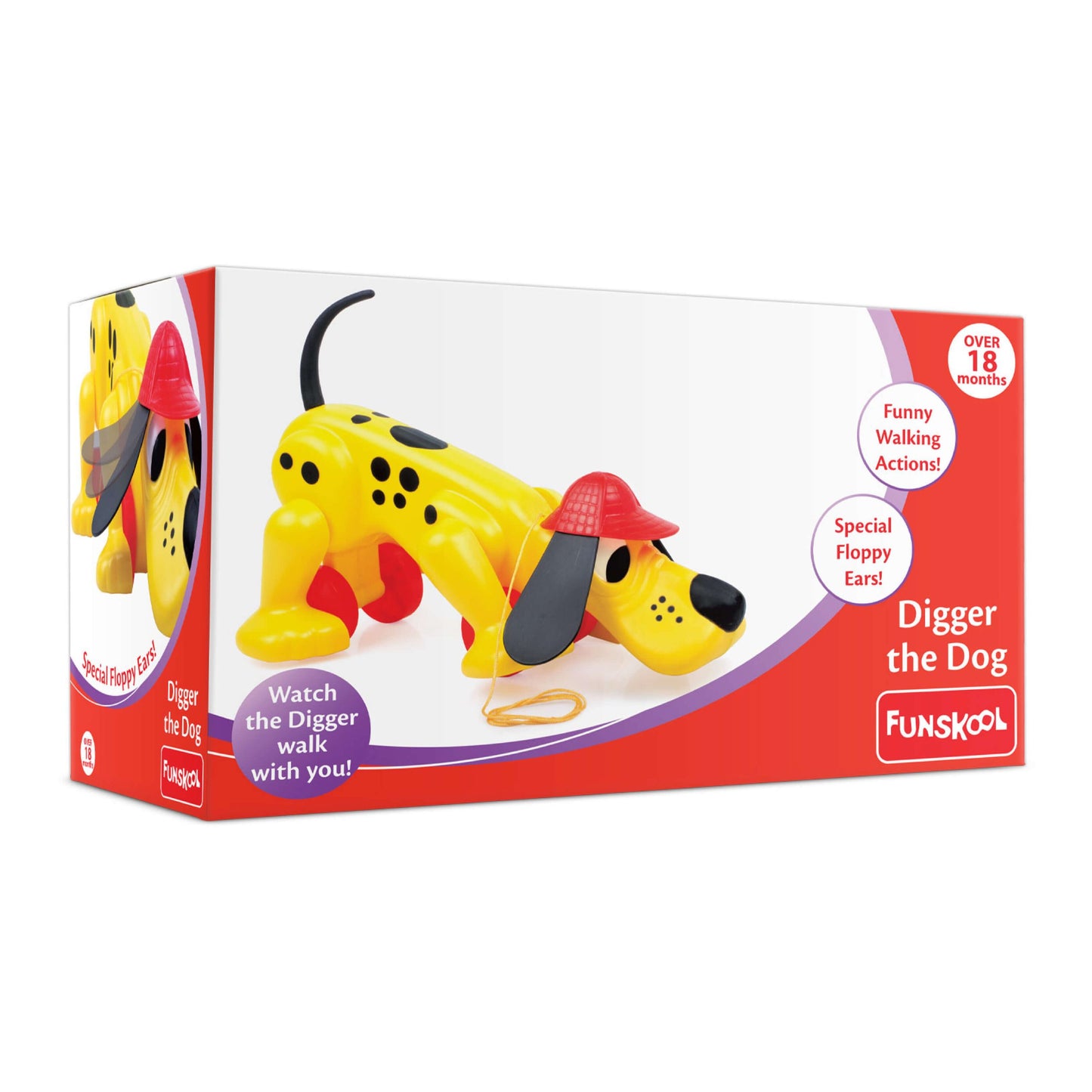 Giggles Funskool Pull Along Digger The Dog, Activity & Learning Toys for Babies, Toddlers, for Baby Boys & Girls, Encourage Walking, Improve Balance, Multicolour, Gift Set for Kids, Ages 12+ Months