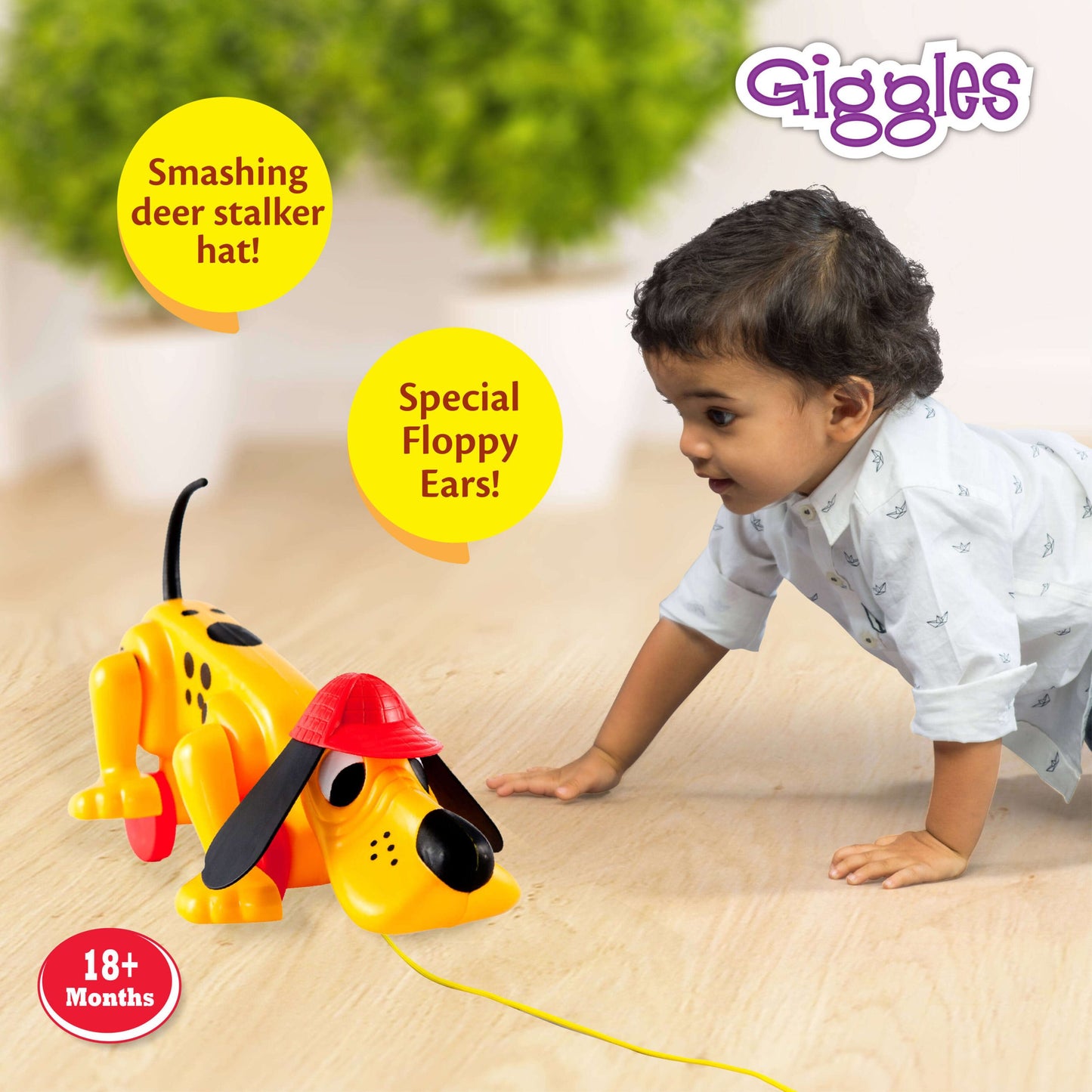 Giggles Funskool Pull Along Digger The Dog, Activity & Learning Toys for Babies, Toddlers, for Baby Boys & Girls, Encourage Walking, Improve Balance, Multicolour, Gift Set for Kids, Ages 12+ Months