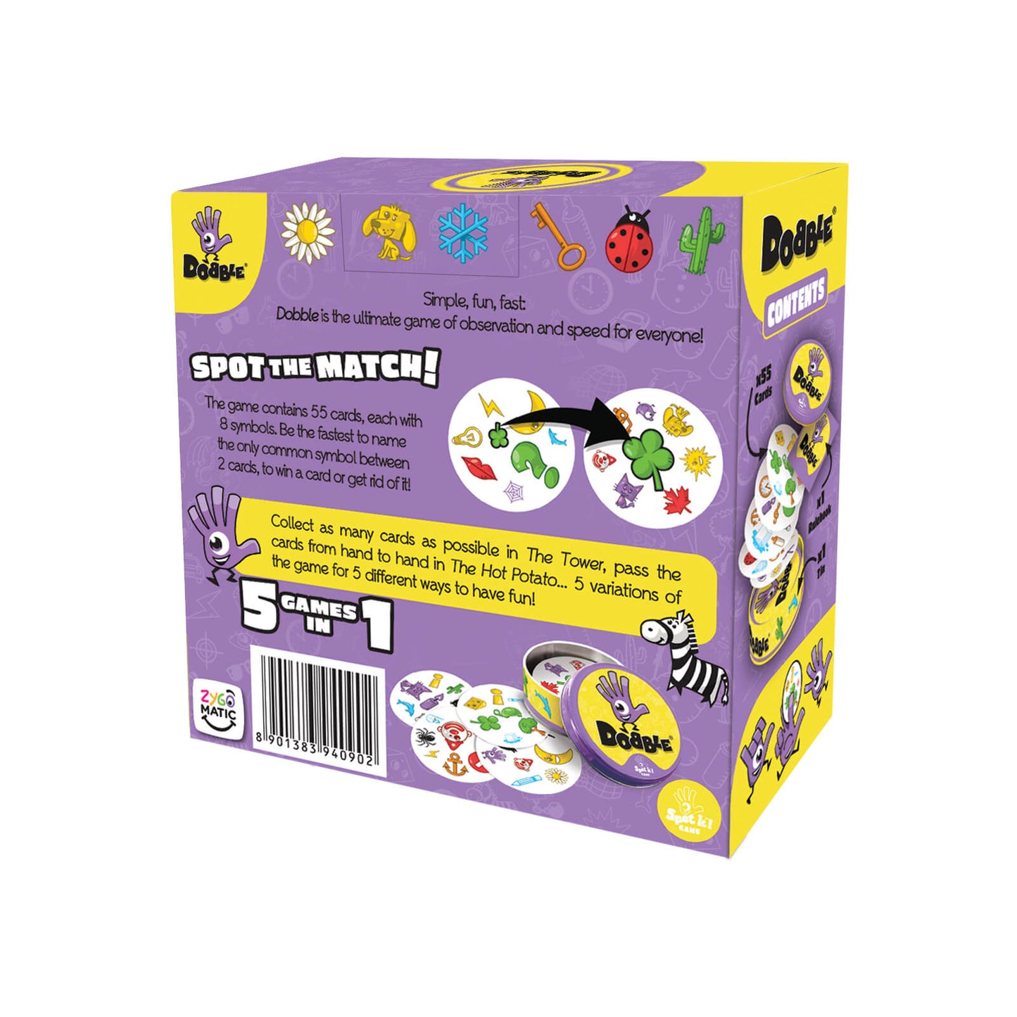 Asmodee Kid's Dobble, Visual Perception Card Game (Multicolour, Ages 6 and Above, 2 to8 Players)