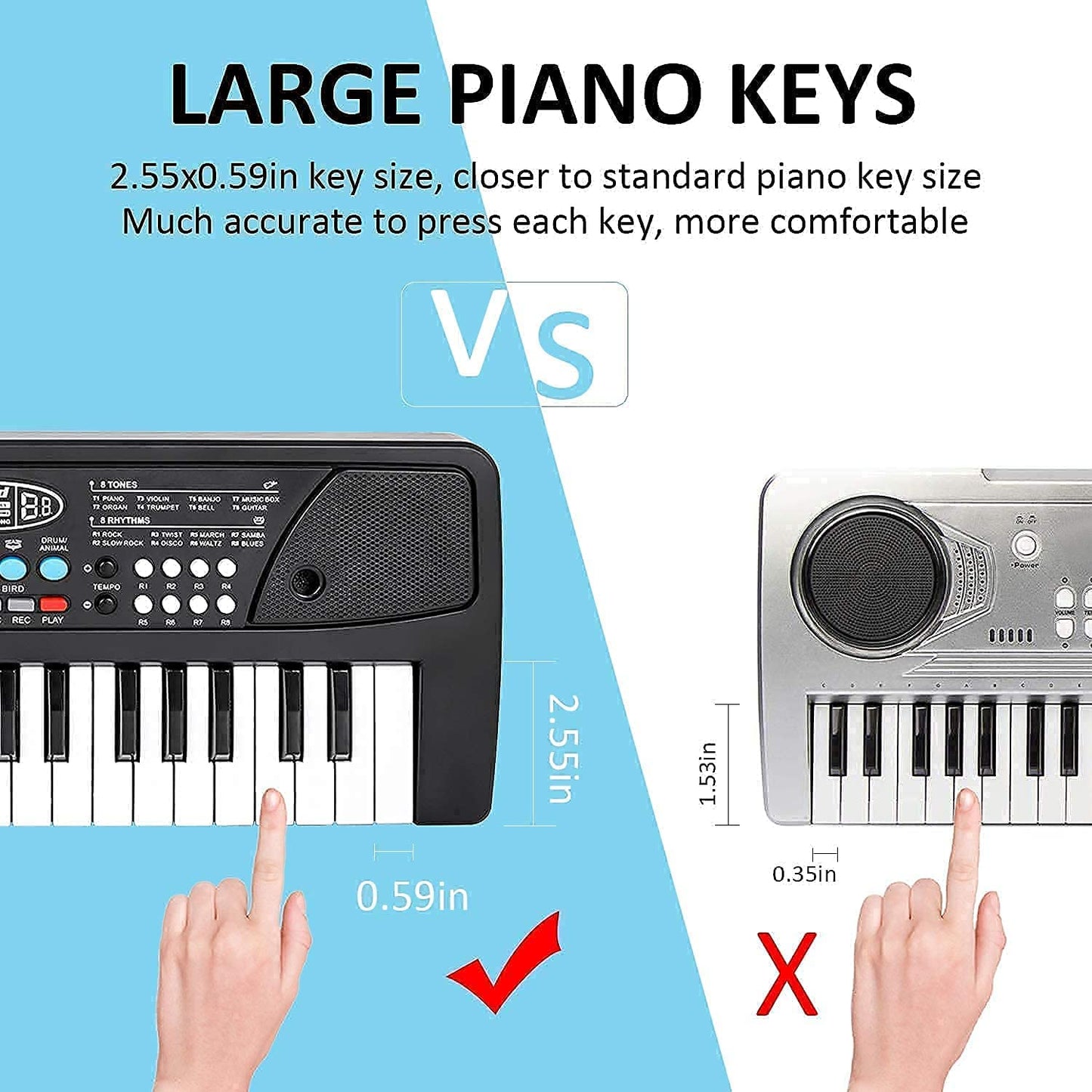 HK TOYS Kids and Adult Piano Keyboard | Piano for Kids with Microphone |Portable Electronic Keyboards for Beginners Musical Toys Pianos for Girls Boys Ages 3-12 (37 Key)