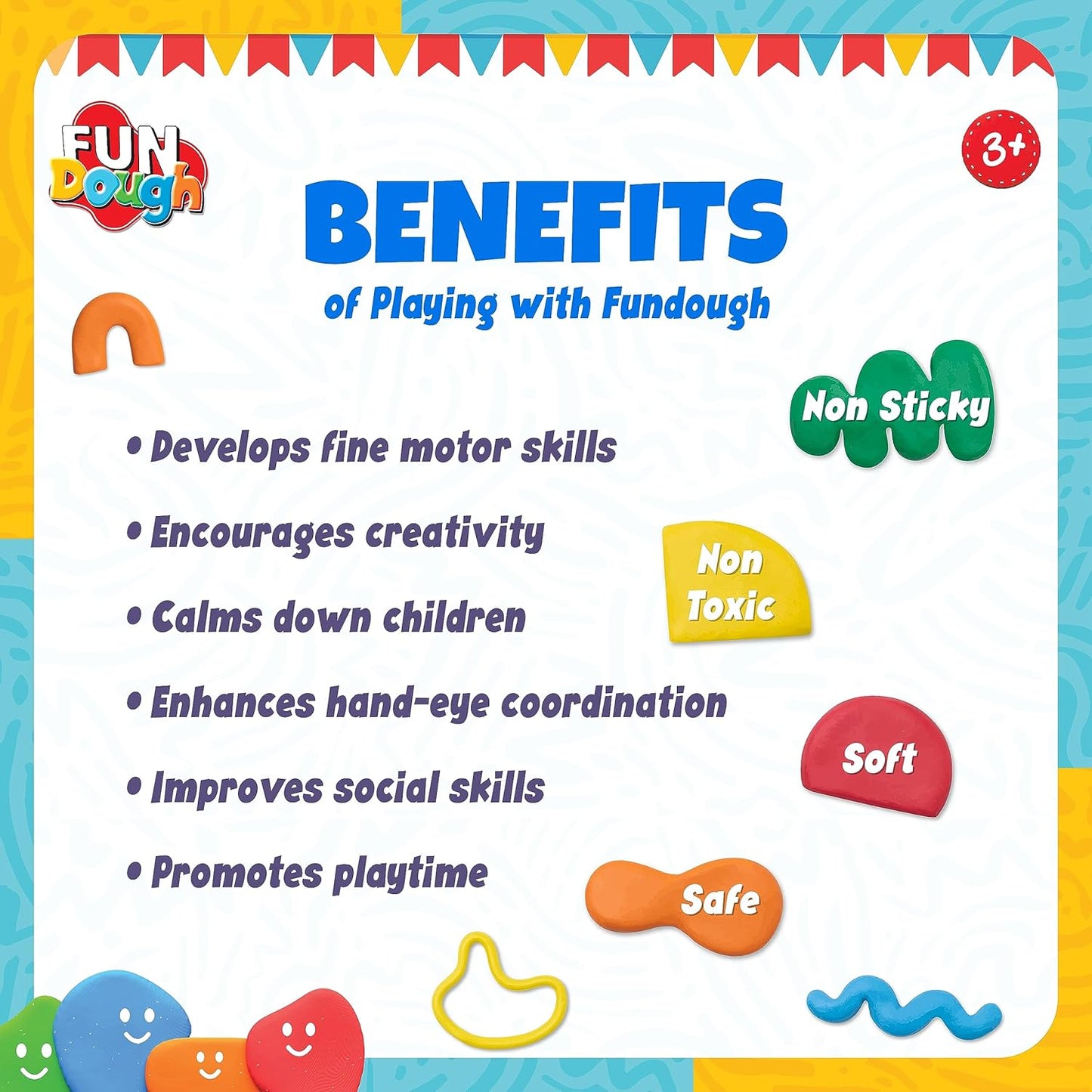 Fundough Funskool XL Pack, Play Dough, Art and Craft Set for Kid, 24 Colorful Tubs of 25g Each (600g Total), Learning, Fun & Engaging, Multicolour, Gift Set for Kids, Age 3+ Years