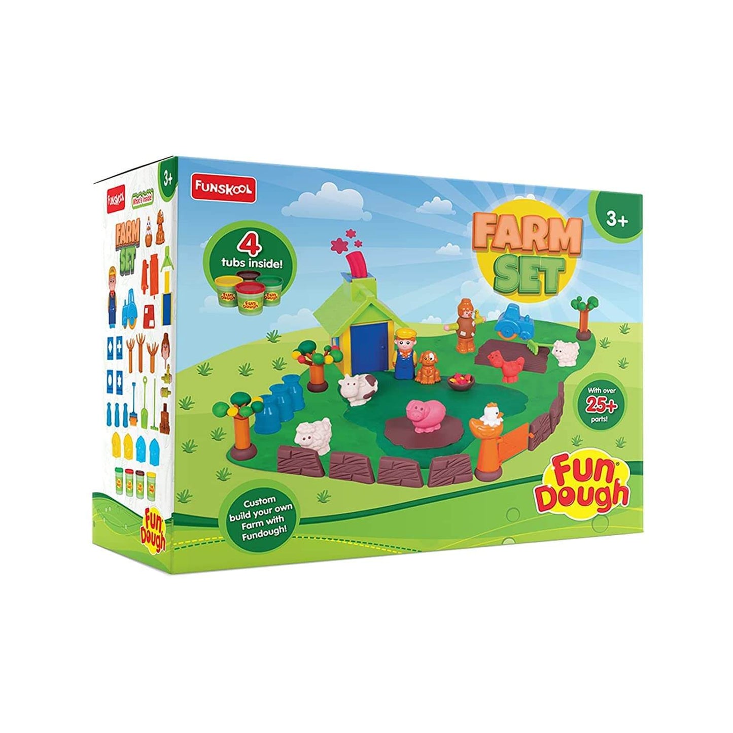 Fundough Funskool Farm House, Play Set for Kid, 4 Colorful Tubs of 50g Each (250g Total), Learning, Fun & Engaging Activity, Multicolour, Gift Set for Kids, Age 3+ Years