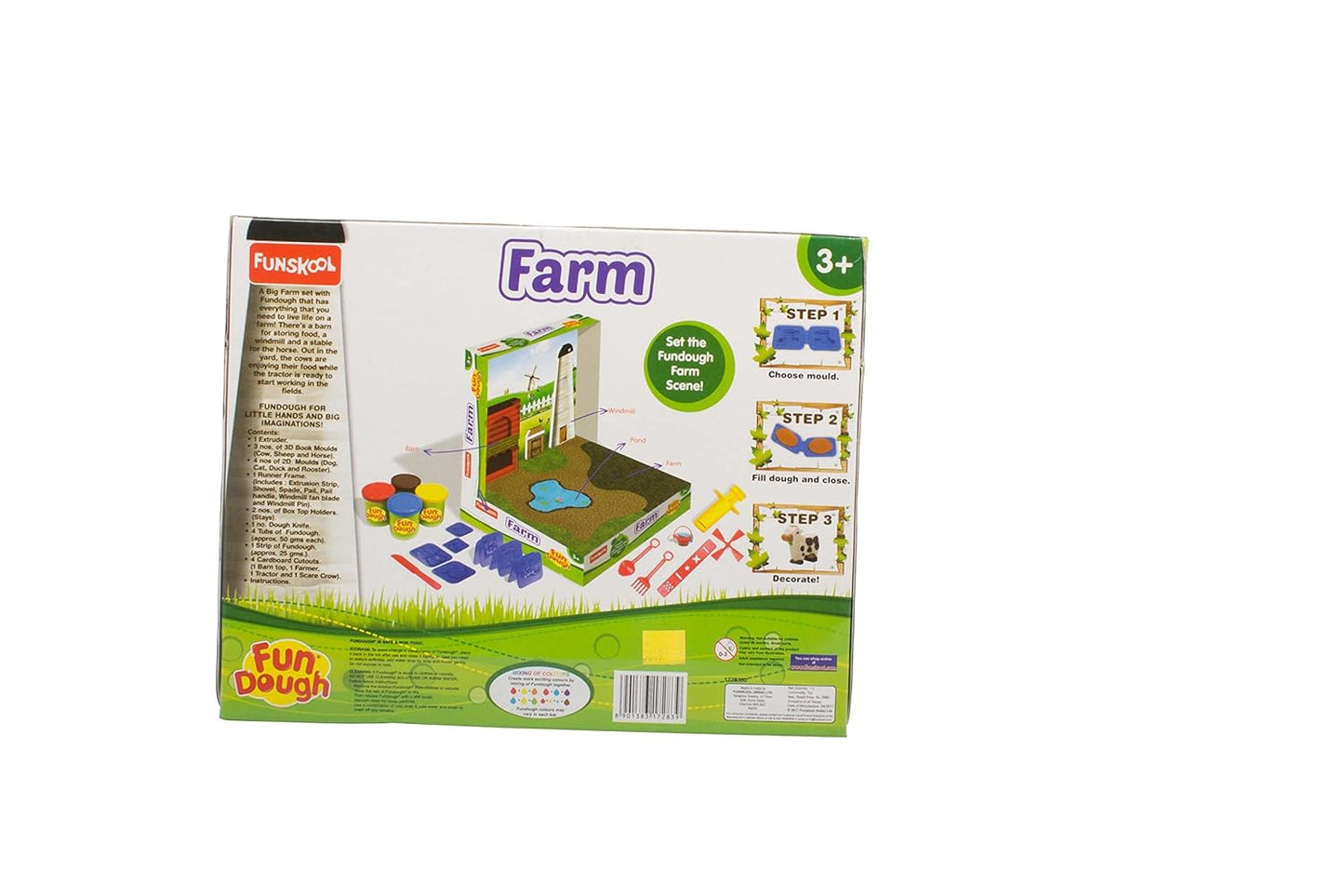 Fundough Funskool Farm House, Play Set for Kid, 4 Colorful Tubs of 50g Each (250g Total), Learning, Fun & Engaging Activity, Multicolour, Gift Set for Kids, Age 3+ Years