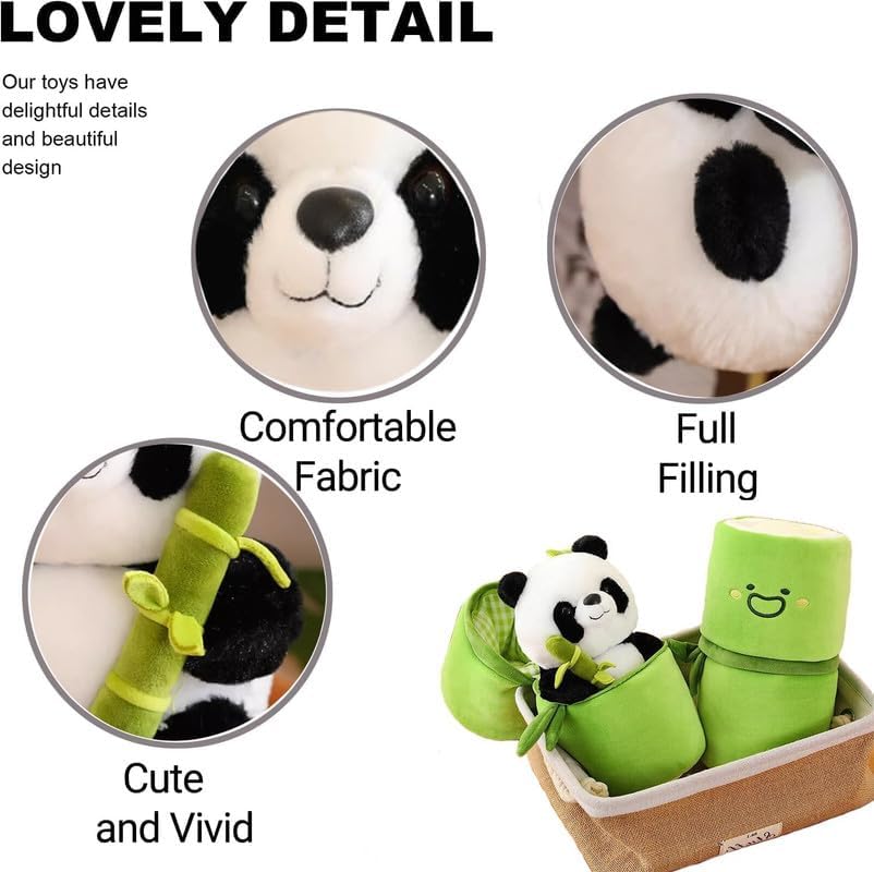AVS Cute Funky Plushie Soft Toy Bamboo Tube Panda Stuffed Animal Panda Toys, Stuffed Animals Toy