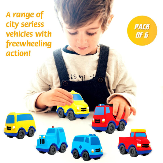 Giggles Funskool - Mini Vehicles City Fire Truck, Multicolour Push And Go Vehicle, Develops Hand-Eye Coordination, 12 Months & Above, Infant And Preschool Toys