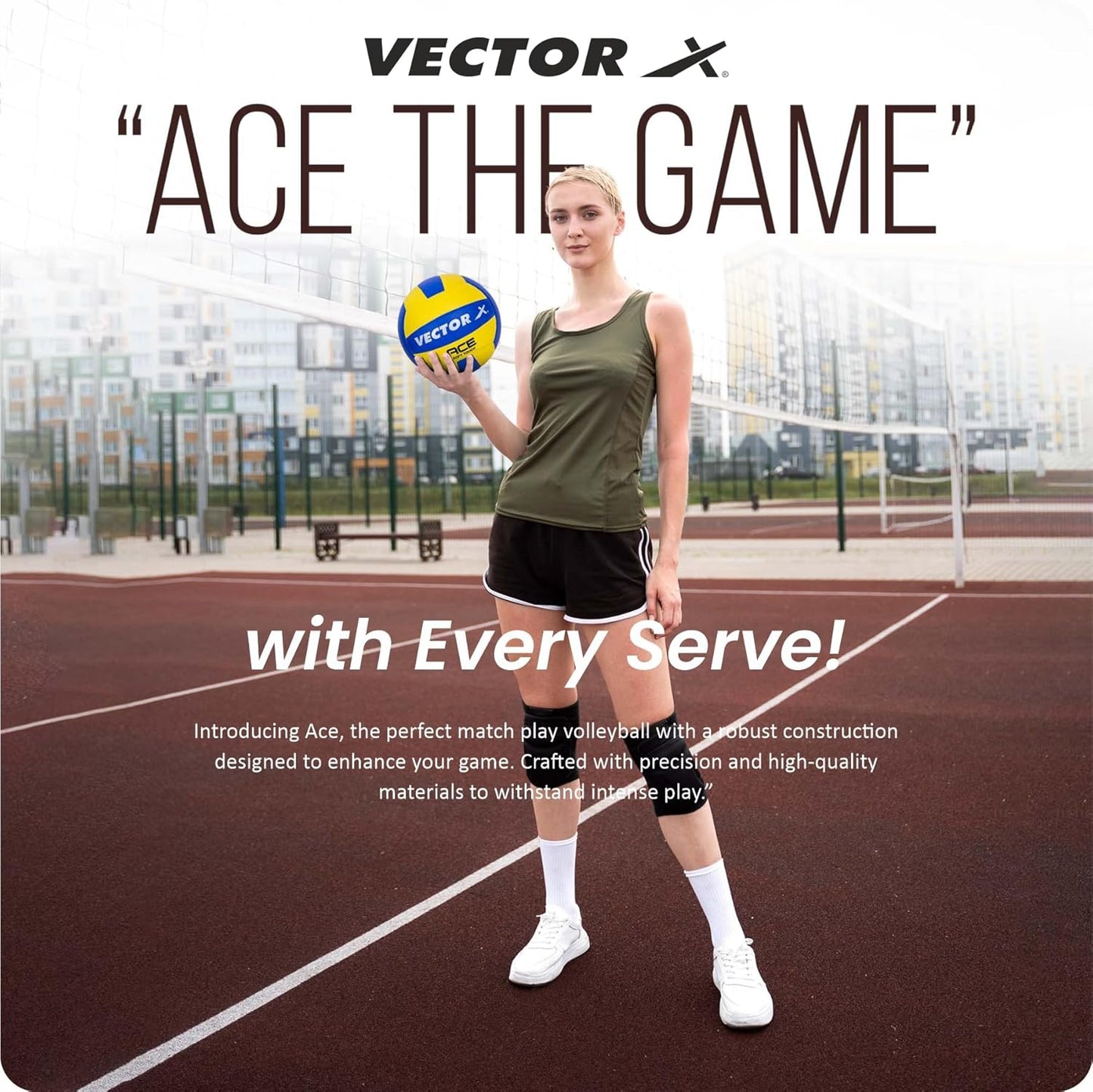 Vector X Ace Soft Touch 18 Panel PU Pasted Texture Surface Volleyball |Durable, Anti-Slip, Water Resistant Ball for Court, Adult, Men & Boys (Yellow - Blue) Pack of 1 Size 4