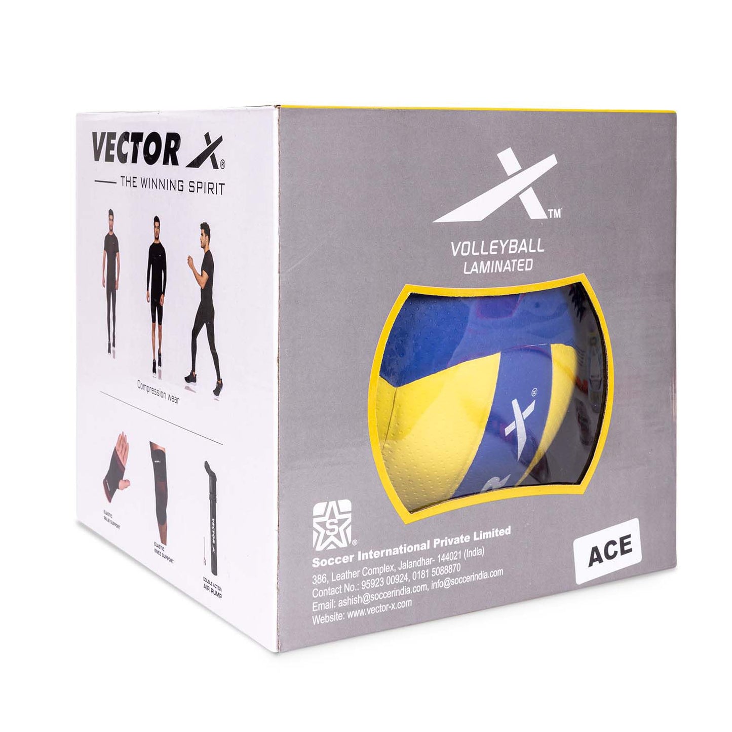 Vector X Ace Soft Touch 18 Panel PU Pasted Texture Surface Volleyball |Durable, Anti-Slip, Water Resistant Ball for Court, Adult, Men & Boys (Yellow - Blue) Pack of 1 Size 4