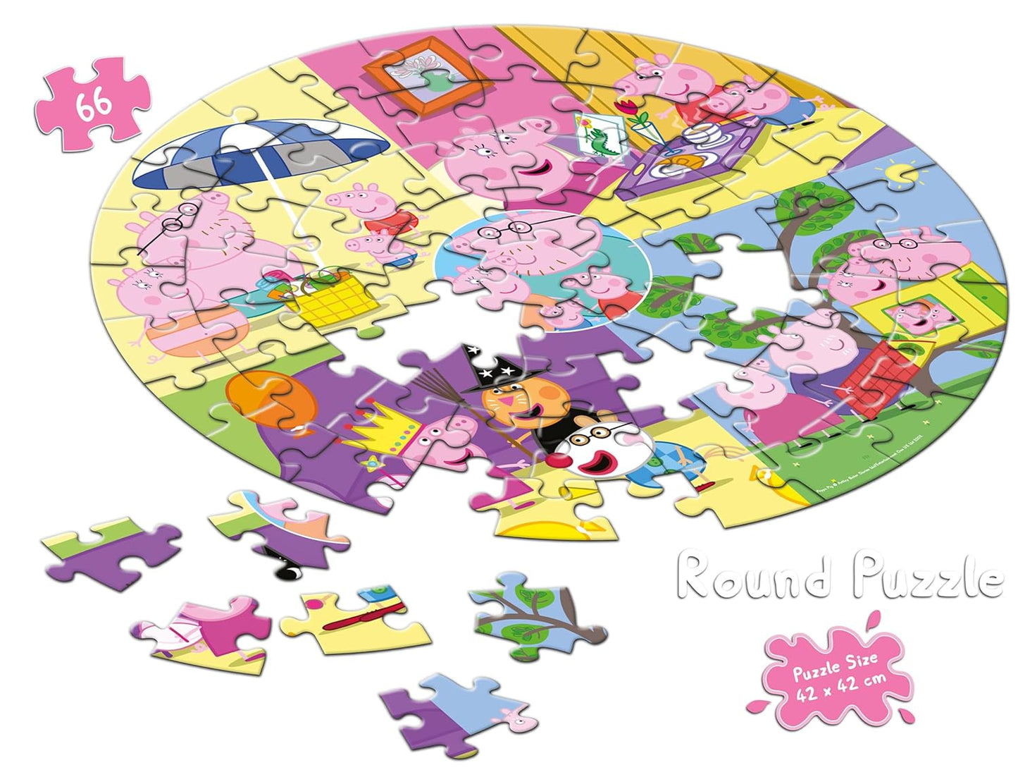 Frank Peppa Pig (66 Pieces) Round Jigsaw Puzzle for Kids Above 5+ Years - Fun & Challenging Brain Booster Games | Educational Game for Focus and Memory - 60412