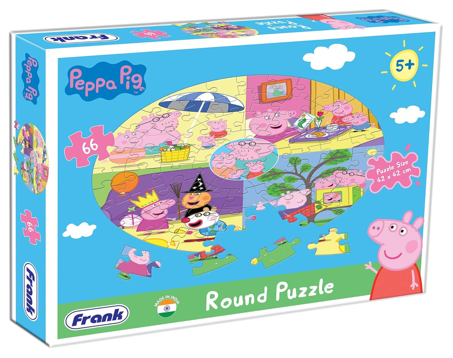 Frank Peppa Pig (66 Pieces) Round Jigsaw Puzzle for Kids Above 5+ Years - Fun & Challenging Brain Booster Games | Educational Game for Focus and Memory - 60412