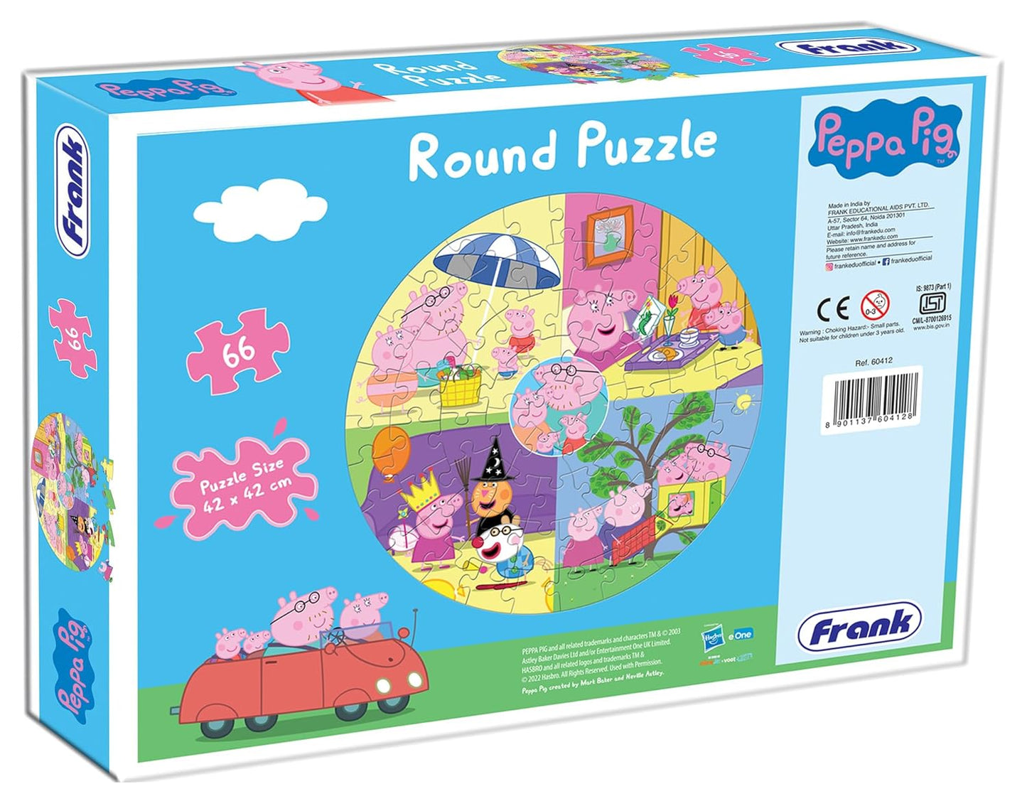 Frank Peppa Pig (66 Pieces) Round Jigsaw Puzzle for Kids Above 5+ Years - Fun & Challenging Brain Booster Games | Educational Game for Focus and Memory - 60412