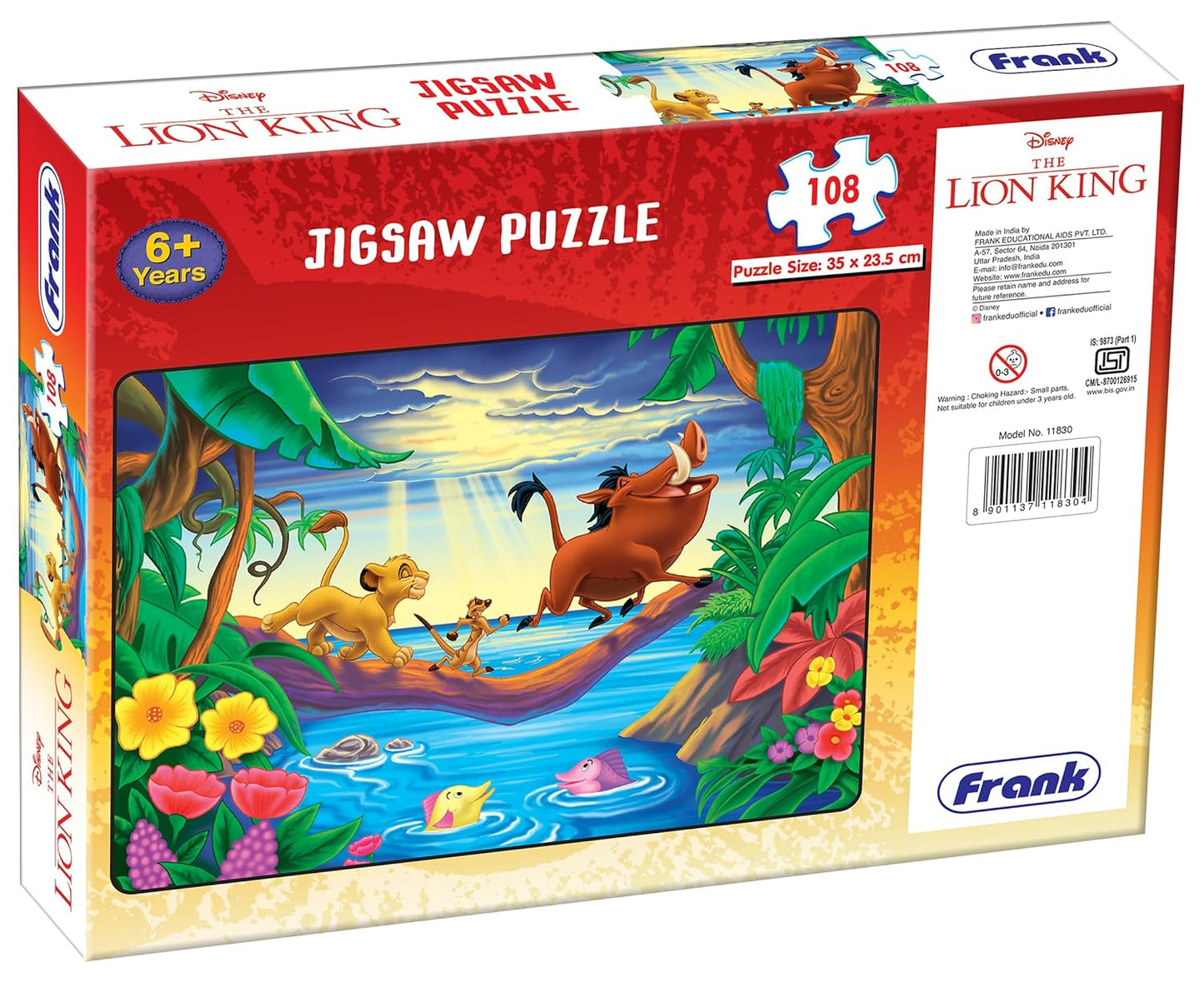Frank Disney The Lion King Jigsaw Puzzle (108 Pieces) for Kids Above 6+ Years - Fun & Challenging Brain Booster Games - Educational Puzzle for Focus and Memory -11830