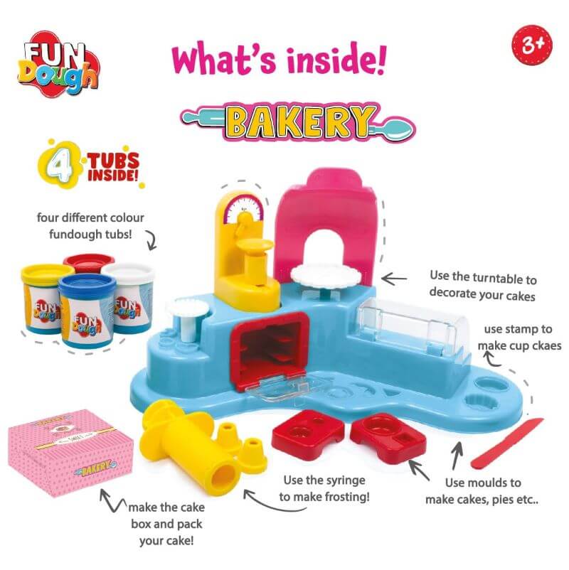 Funskool-Fundough Playset Bakery Set, Whip up your favorite pastries, pies, cookies, cookies and baked goods with Fundough, multicolour, dough, toy, shaping, sculpting, 3 years