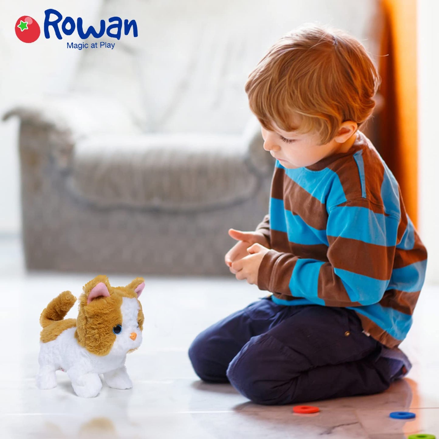 Rowan Bella Walking Cat Walks, Meows, Wags its Tail, Fun & Realistic Toy for Kids