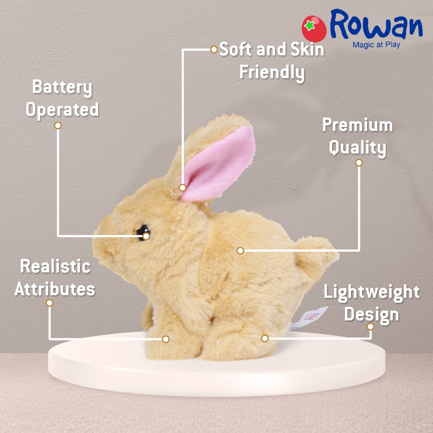 Rowan Cookie Jumping Rabbit Easy on Hands, Soft & Cuddly, Improves Hand - Eye co-Ordination, Ideal for Toddlers & Kids