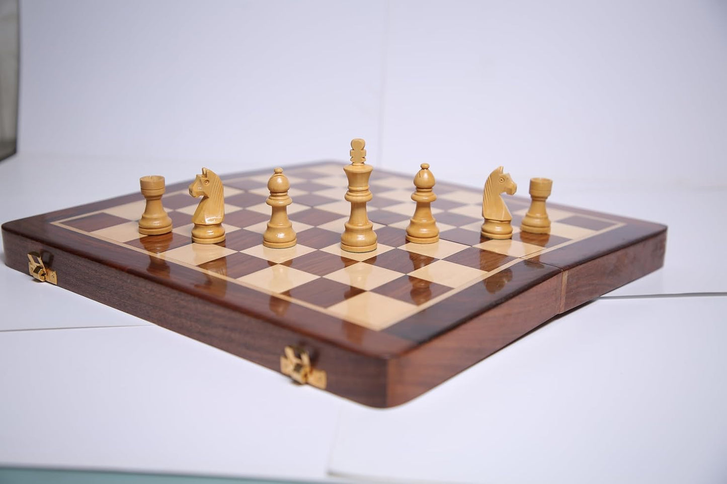 JODH Wooden Handcrafted Foldable Magnetic Chess Board Set with Magnetic Pieces with Extra Queens Chess Set for 2 Players Kids and Adults (14 Inch)