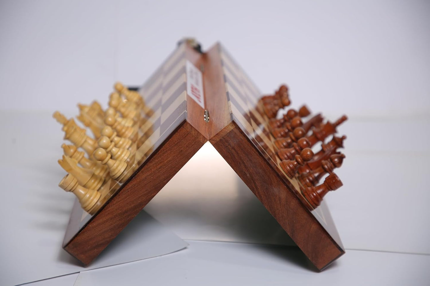 JODH Wooden Handcrafted Foldable Magnetic Chess Board Set with Magnetic Pieces with Extra Queens Chess Set for 2 Players Kids and Adults (14 Inch)