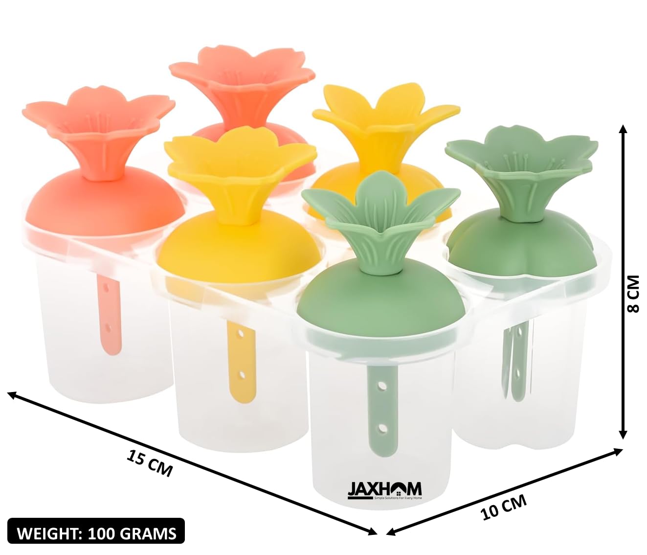 JAXHOM Plastic Popsicle Maker for Kids I Reusable Ice Pop Maker I 6 Cavities Frozen Ice Cream Maker Mould, 15X10X8 Cm