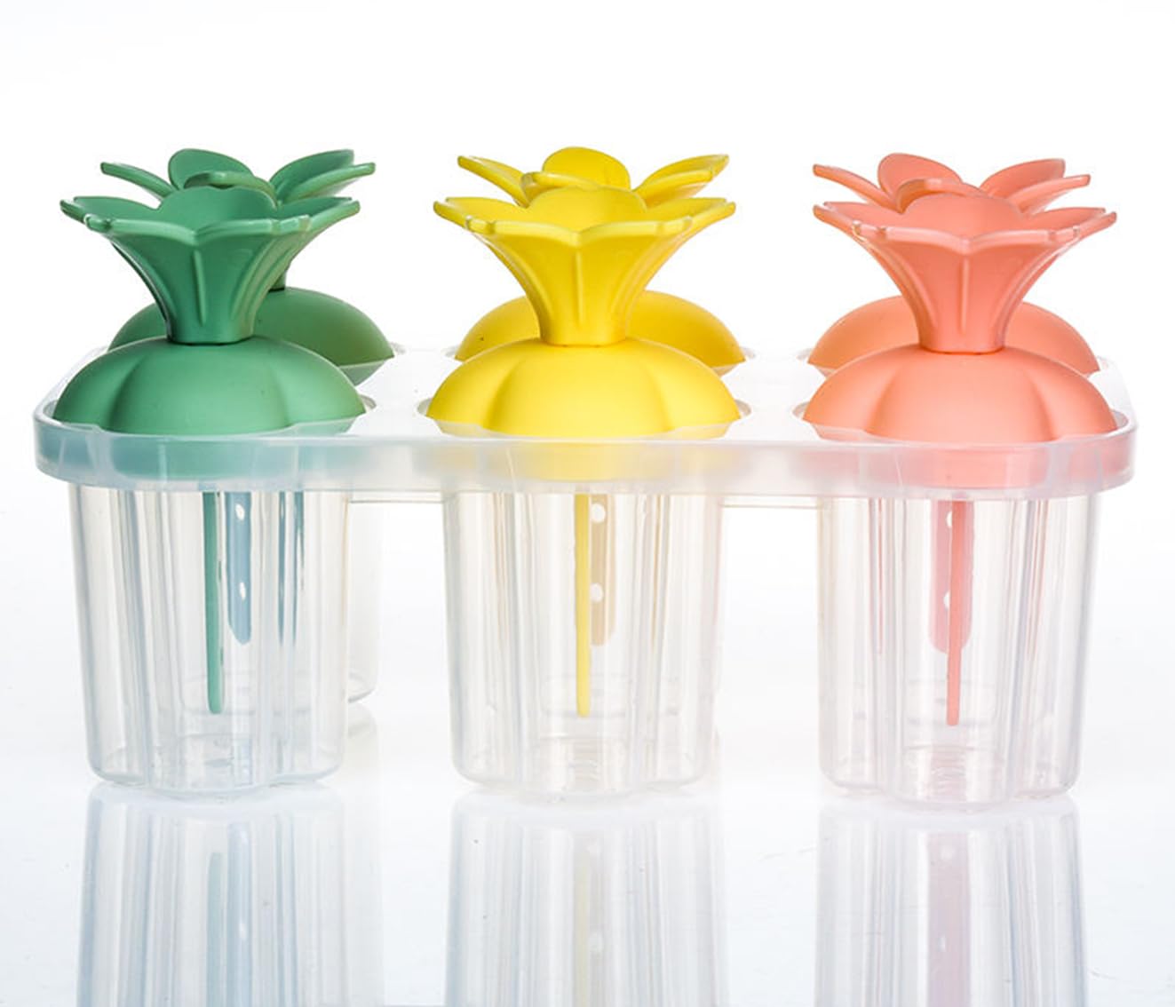 JAXHOM Plastic Popsicle Maker for Kids I Reusable Ice Pop Maker I 6 Cavities Frozen Ice Cream Maker Mould, 15X10X8 Cm