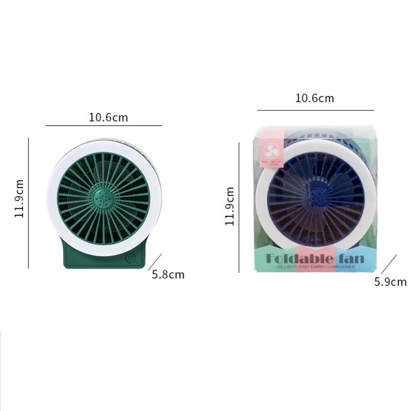 USB Charging Folding Fan With Lamp Student Bedside Table Fan With Mobile Phone Holder(Starry Sky)