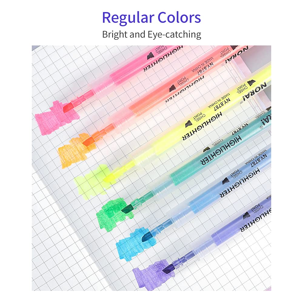 Decdeal 12 Colors Dual Tip Highlighter Pens Chisel Tips Art Marker Pen for Children Students Adults Drawing Journaling Office Home School Supplies