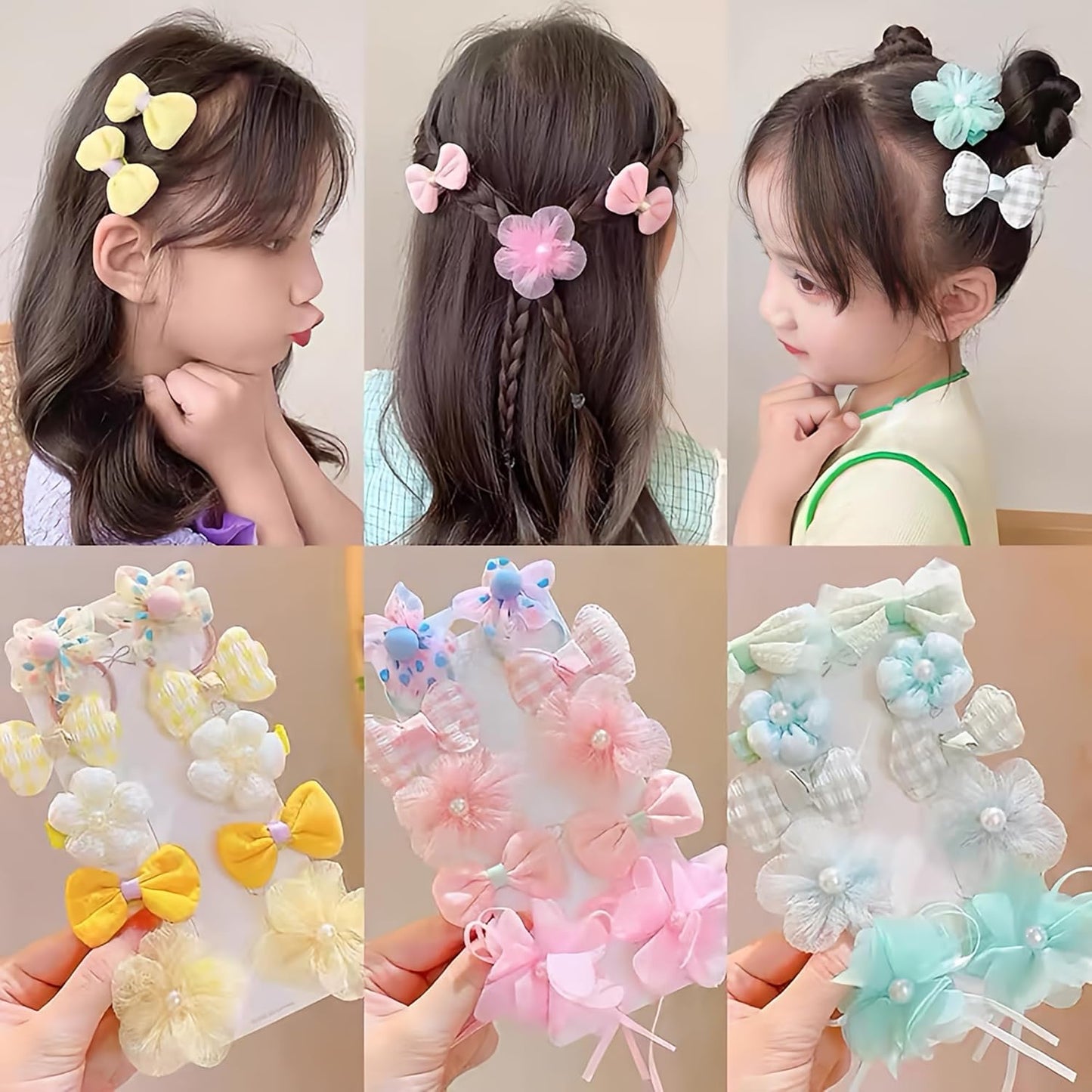 Multi-color super fairy bow flower fabric children's hairpin hair-friendly bangs clip for girls ponytail braid princess hairpin hair accessories(LS)