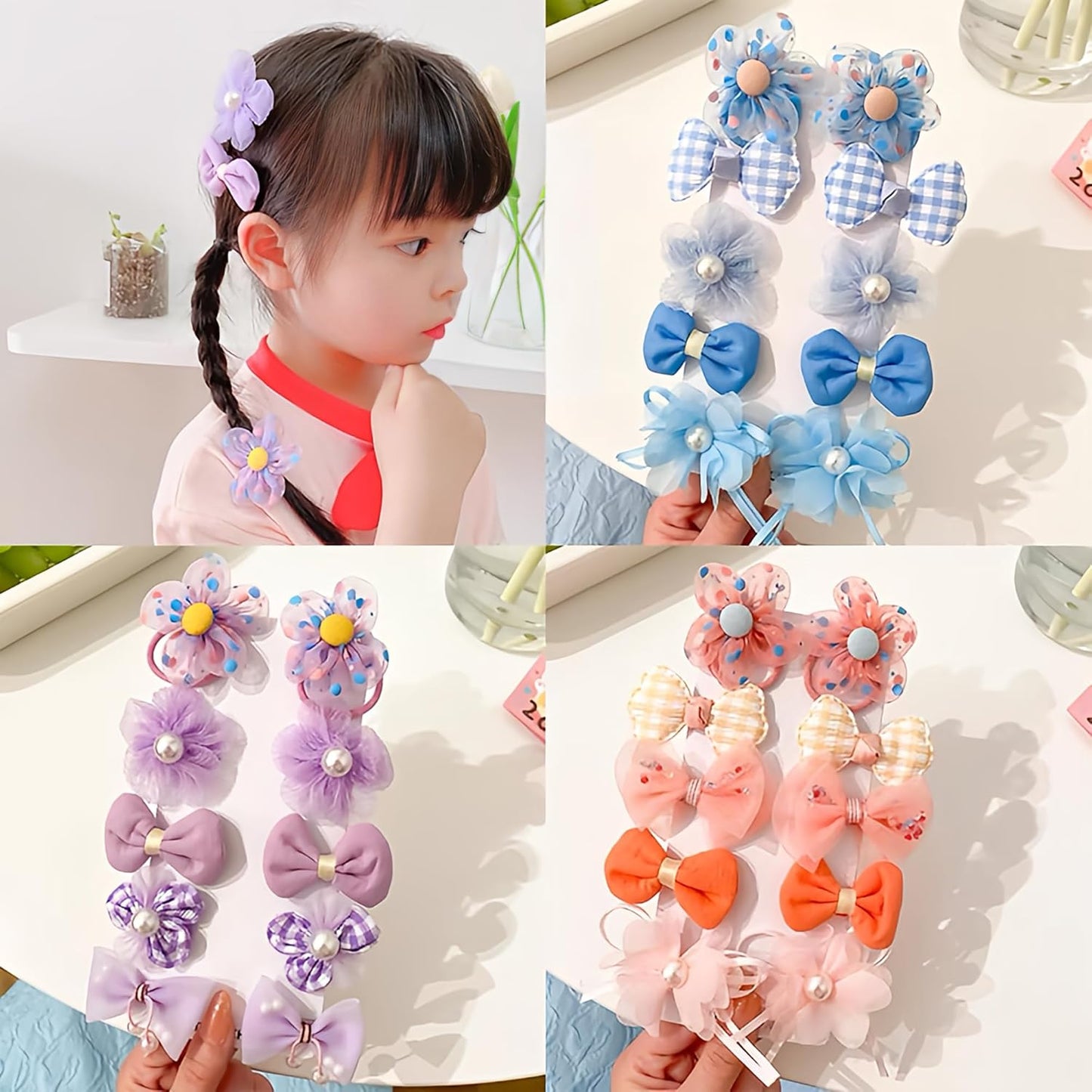 Multi-color super fairy bow flower fabric children's hairpin hair-friendly bangs clip for girls ponytail braid princess hairpin hair accessories(LS)
