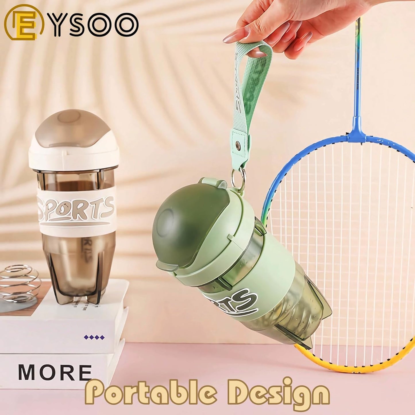 EYSOO Protein Shaker Bottle 600ml / 21 oz Shaker Bottle Protein Shaker Cup Leakproof Shaker BPA Free Protein Shaker with Blender Ball for Gym Fitness (Green)