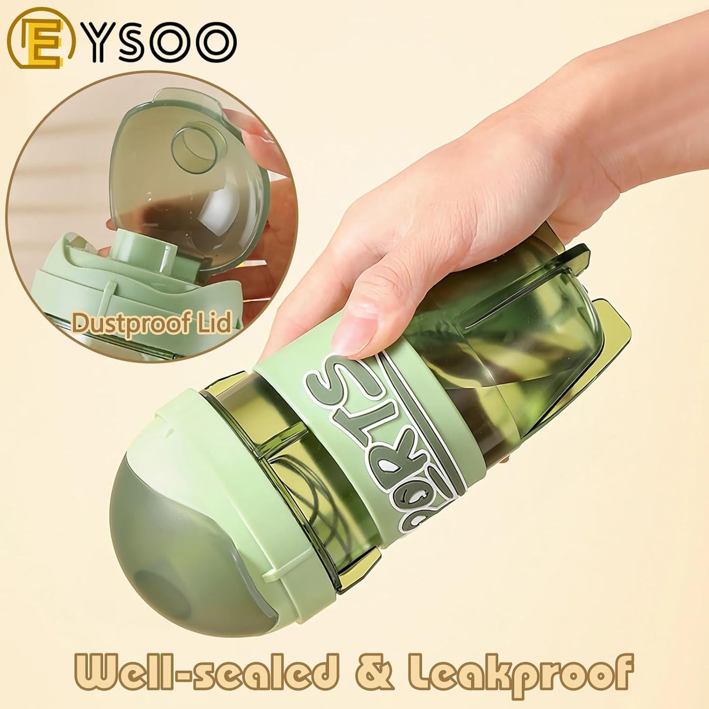 EYSOO Protein Shaker Bottle 600ml / 21 oz Shaker Bottle Protein Shaker Cup Leakproof Shaker BPA Free Protein Shaker with Blender Ball for Gym Fitness (Green)