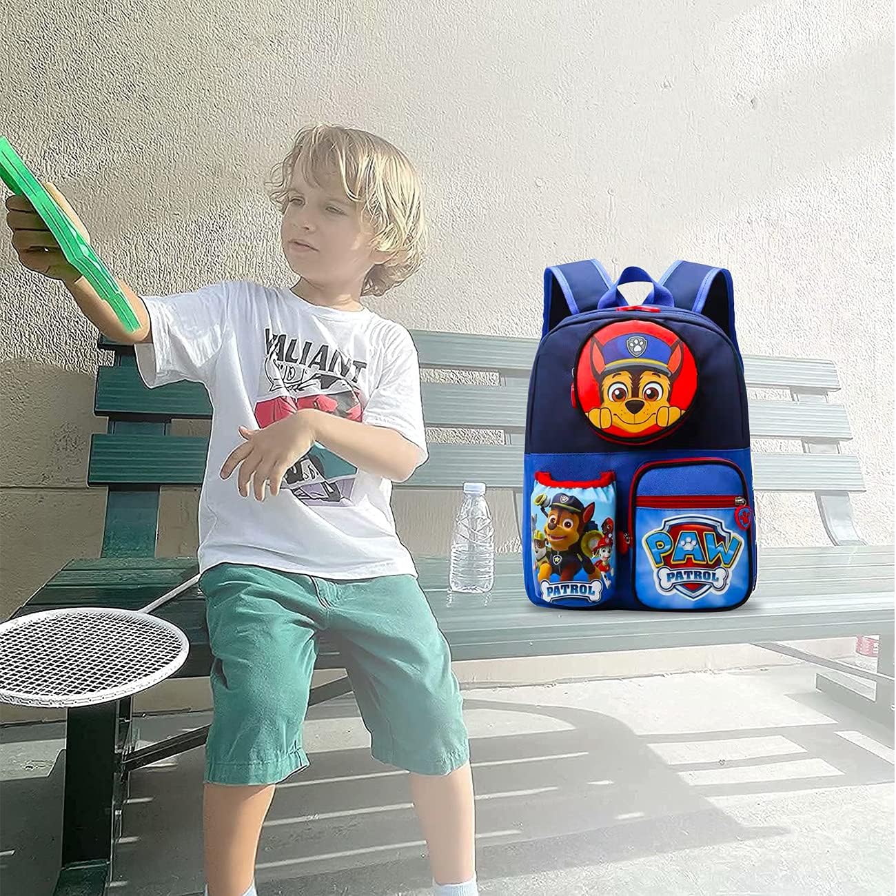 Kids Backpack Chase School Bag, Junior Backpack School Bag with Water Cup Bag Chase Blue Bag Merchandise Gifts