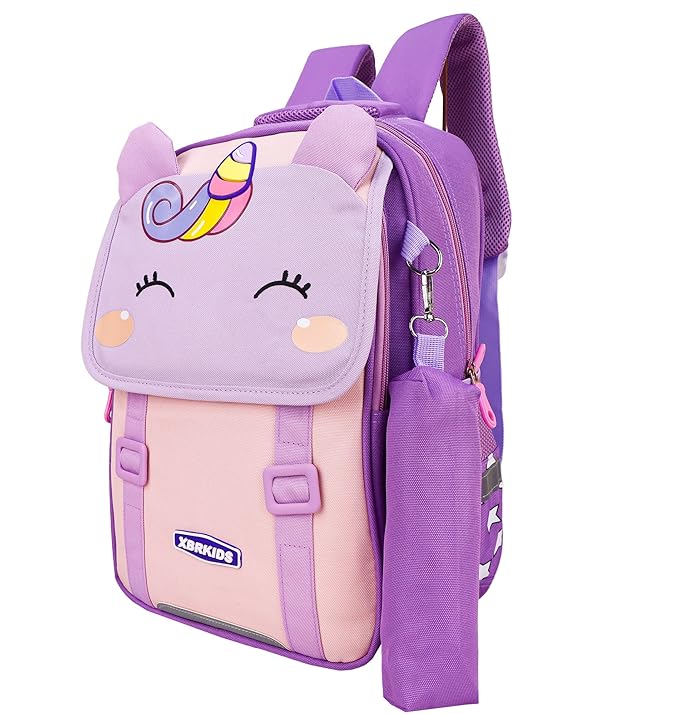 ADSON Unicorn Travel School Bag|Backpack for Girls & Boys Large 16 Inches Casual Day Pack Cartoon Bookbag Rucksack With Pouch(Unicorn Purple)