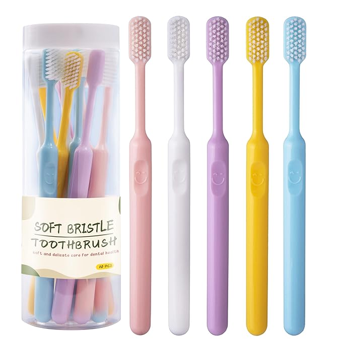 MAKINGTEC 10 pcs Soft Toothbrushes in Eco-Friendly Packaging Adults Travel Soft Manual Toothbrushes Medium Extra Clean Toothbrush for Sensitive Teeth Pregnant Women Elderly Kids Seniors