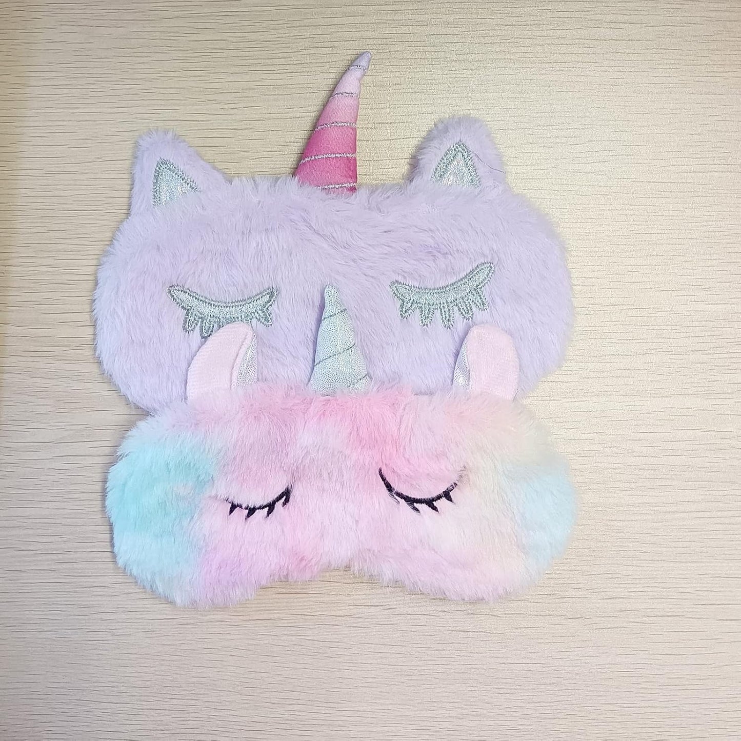 KANOA Polyester Cute Animal Sleeping Sleep Mask Soft Plush Blindfold Cute Rabbit Panda Koala Eye Cover Eyeshade For Kids Teens Girls Women (Unicorn Purple)
