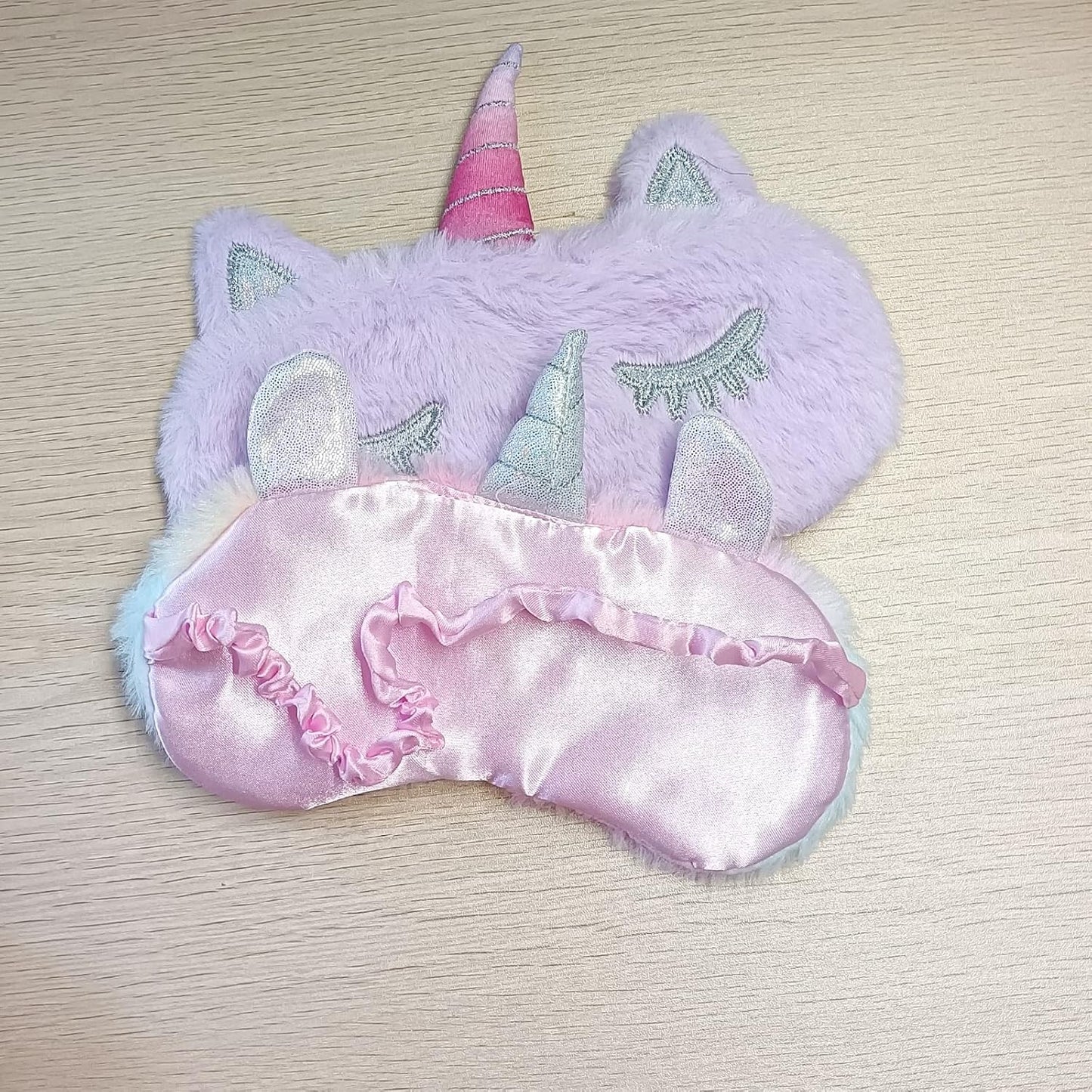 KANOA Polyester Cute Animal Sleeping Sleep Mask Soft Plush Blindfold Cute Rabbit Panda Koala Eye Cover Eyeshade For Kids Teens Girls Women (Unicorn Purple)