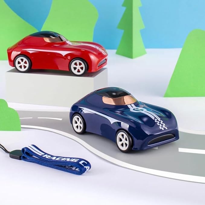 Cots and Cuddles Sports Car Shape Tritan Material 280ml Leak Proof Sipper Water Bottle for Kids (Navy Blue)