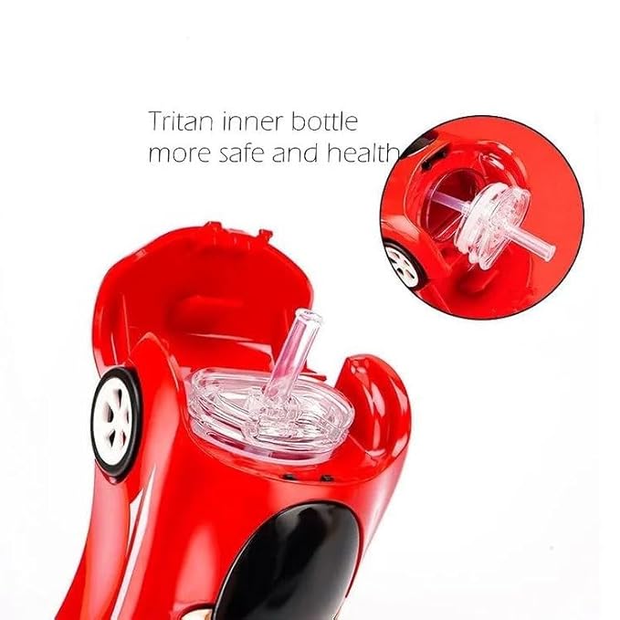 Cots and Cuddles Sports Car Shape Tritan Material 280ml Leak Proof Sipper Water Bottle for Kids (Navy Blue)