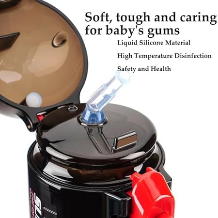 BUDBAK Submarine Shaped Water Bottle for Kids, Anti-Leak Kids Cartoon Water Bottle, 380 ML Tritan Water Bottle for Kids, Stylish Water Bottle with Sipper for Boys & Girls (Black)