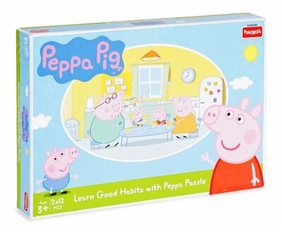 Funskool-Peppa Pig Good Habits 2In1,Educational,2x12 pieces,Puzzle,for 3 year Old Kids and above,Toy