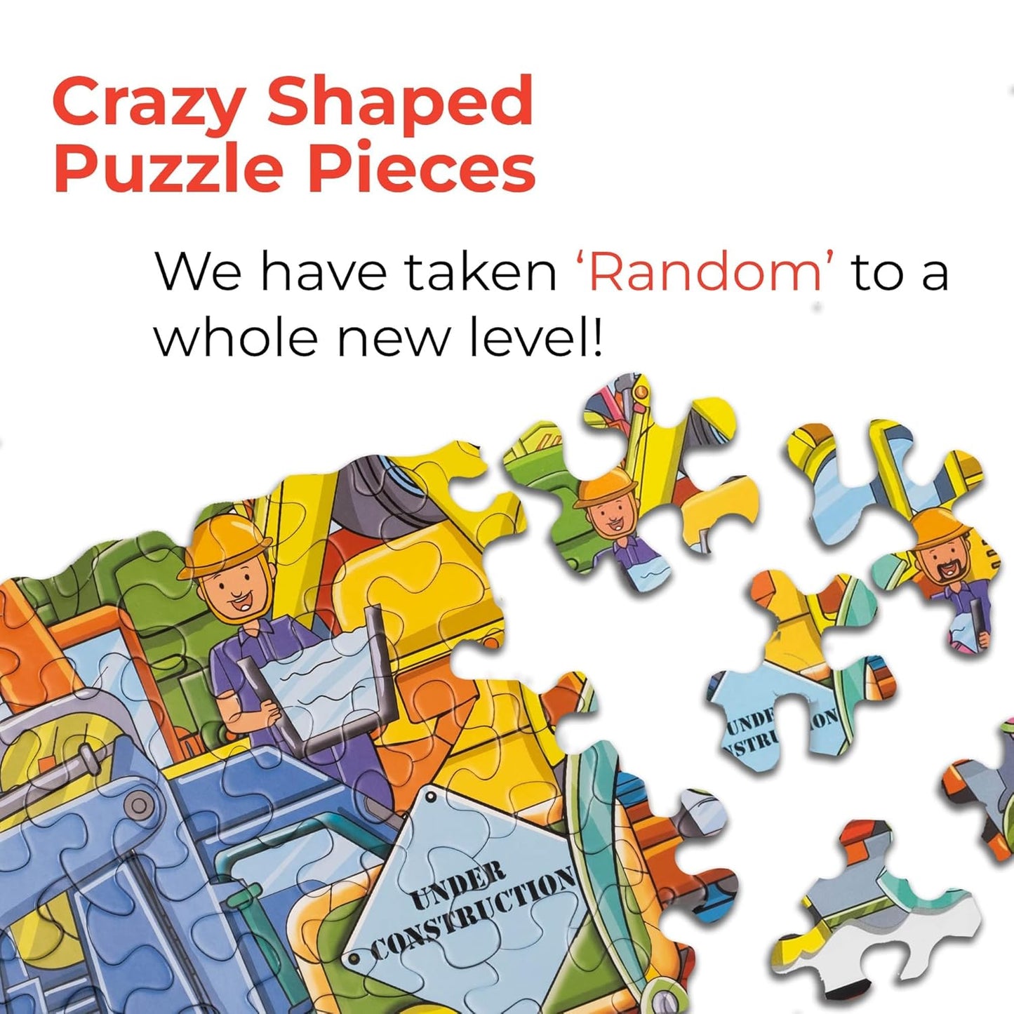 UnikPlay Go Crazy Jigsaw Puzzle for Kids and Adults | Attractive Cartoon Print Puzzle with 2 Puzzle Trays for Age 6 to 99 Years-180 Pcs - (Construction)