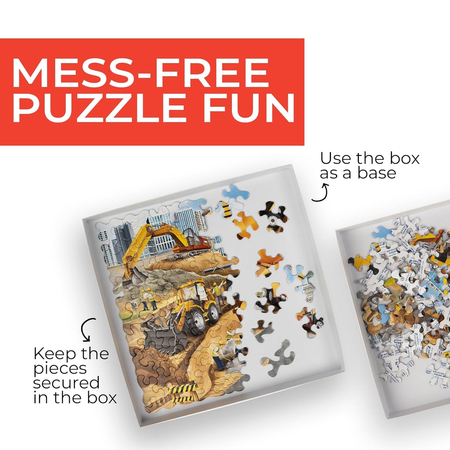 UnikPlay Go Crazy Jigsaw Puzzle for Kids and Adults | Attractive Cartoon Print Puzzle with 2 Puzzle Trays for Age 6 to 99 Years-180 Pcs - (Construction)