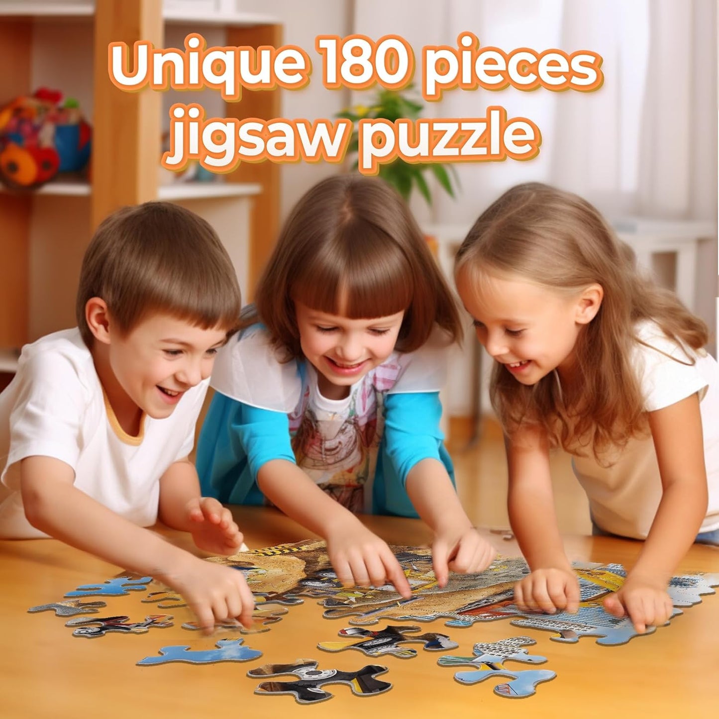 UnikPlay Go Crazy Jigsaw Puzzle for Kids and Adults | Attractive Cartoon Print Puzzle with 2 Puzzle Trays for Age 6 to 99 Years-180 Pcs - (Construction)