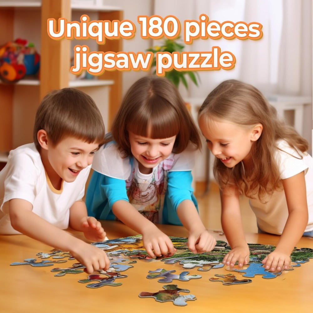 UnikPlay Go Crazy Jigsaw Puzzle for Kids and Adults | Attractive Cartoon Print Puzzle with 2 Puzzle Trays for Age 6 to 99 Years-180 Pcs-(Unicorn)