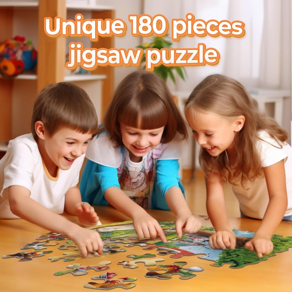 UnikPlay Go Crazy Jigsaw Puzzle for Kids and Adults | Attractive Cartoon Print Puzzle with 2 Puzzle Trays for Age 6 to 99 Years-180 Pcs-(Unicorn)