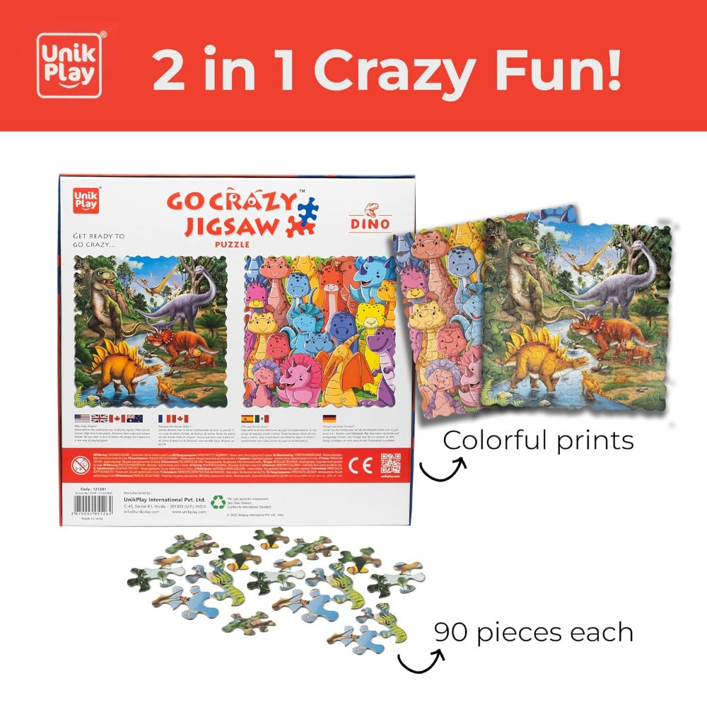 UnikPlay Go Crazy Jigsaw Puzzle for Kids and Adults | Attractive Cartoon Print Puzzle with 2 Puzzle Trays for Age 6 to 99 Years-180 Pcs-(Unicorn)
