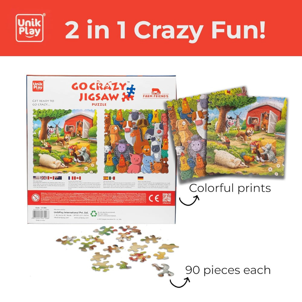 UnikPlay Go Crazy Jigsaw Puzzle for Kids and Adults | Attractive Cartoon Print Puzzle with 2 Puzzle Trays for Age 6 to 99 Years-180 Pcs-(Unicorn)