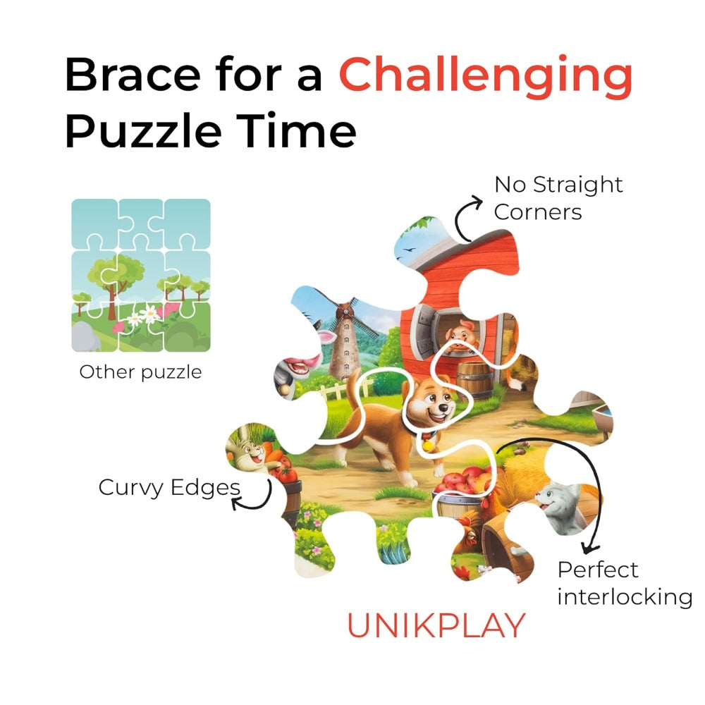 UnikPlay Go Crazy Jigsaw Puzzle for Kids and Adults | Attractive Cartoon Print Puzzle with 2 Puzzle Trays for Age 6 to 99 Years-180 Pcs-(Unicorn)