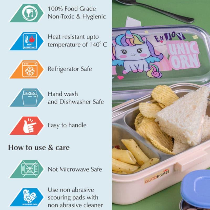 Unicorn Blink Kids Lunch Box With Container & Spoon - 700 ML