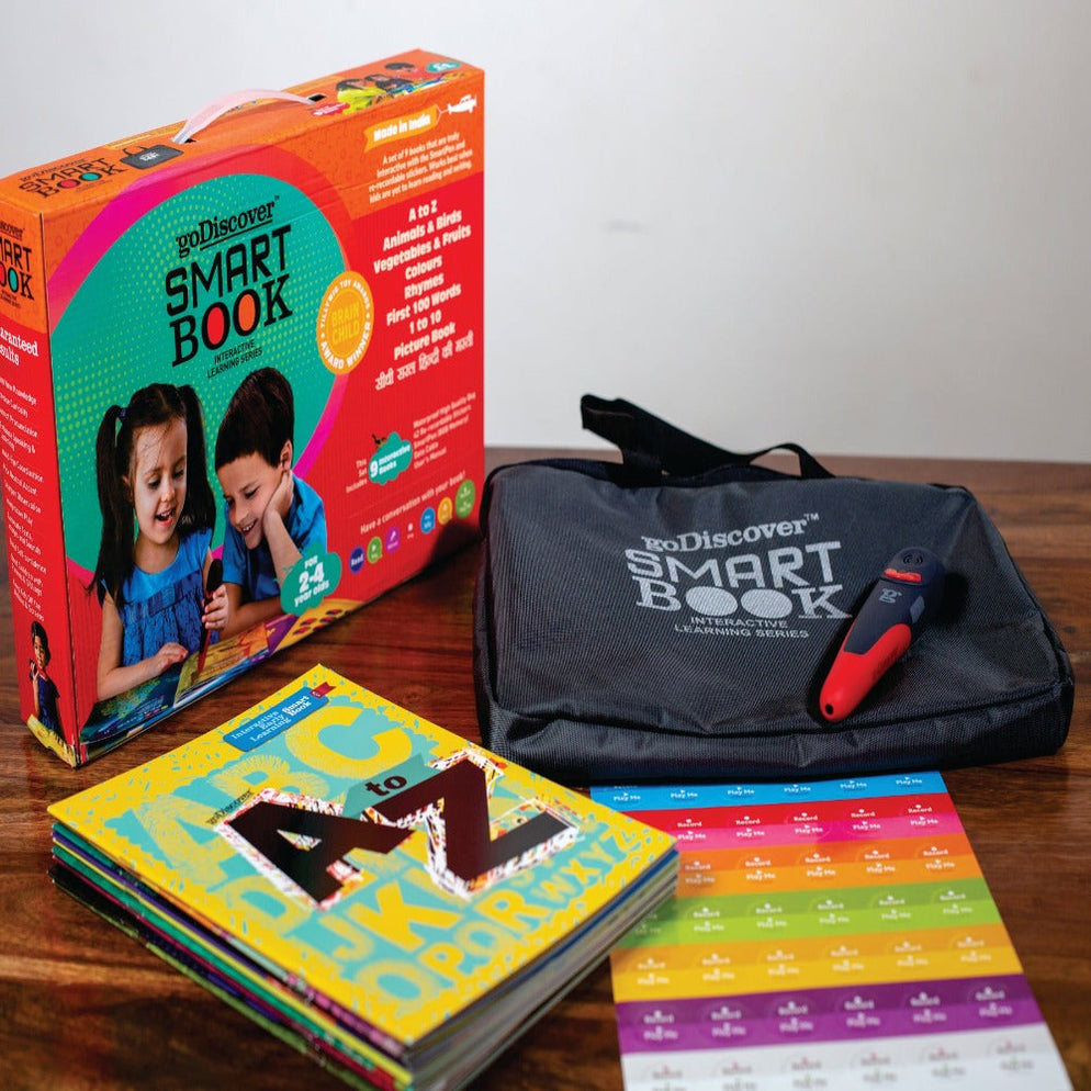 goDiscover Interactive Smart Book Series with Talking Pen | Set of 9 Fun Educational Books with Alphabets, Numbers, Colours, & More | Fun Learning Activity Toy for 2–4 Year Kids