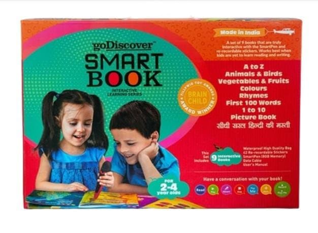 goDiscover Interactive Smart Book Series with Talking Pen | Set of 9 Fun Educational Books with Alphabets, Numbers, Colours, & More | Fun Learning Activity Toy for 2–4 Year Kids