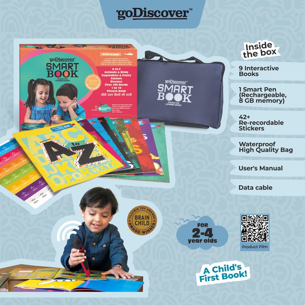 goDiscover Interactive Smart Book Series with Talking Pen | Set of 9 Fun Educational Books with Alphabets, Numbers, Colours, & More | Fun Learning Activity Toy for 2–4 Year Kids