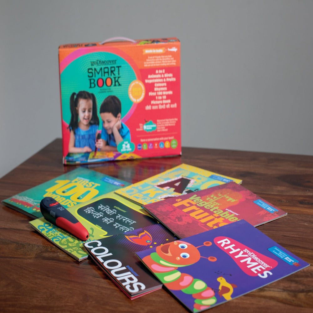 goDiscover Interactive Smart Book Series with Talking Pen | Set of 9 Fun Educational Books with Alphabets, Numbers, Colours, & More | Fun Learning Activity Toy for 2–4 Year Kids